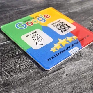 Google Review NFC and QR code acrylic tag with adhesive sticker