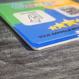 Close-up of the Google Review acrylic tag face