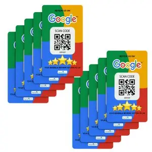 Pack of ten Google Review NFC and QR code cards