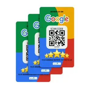 Pack of three Google Review NFC and QR code cards